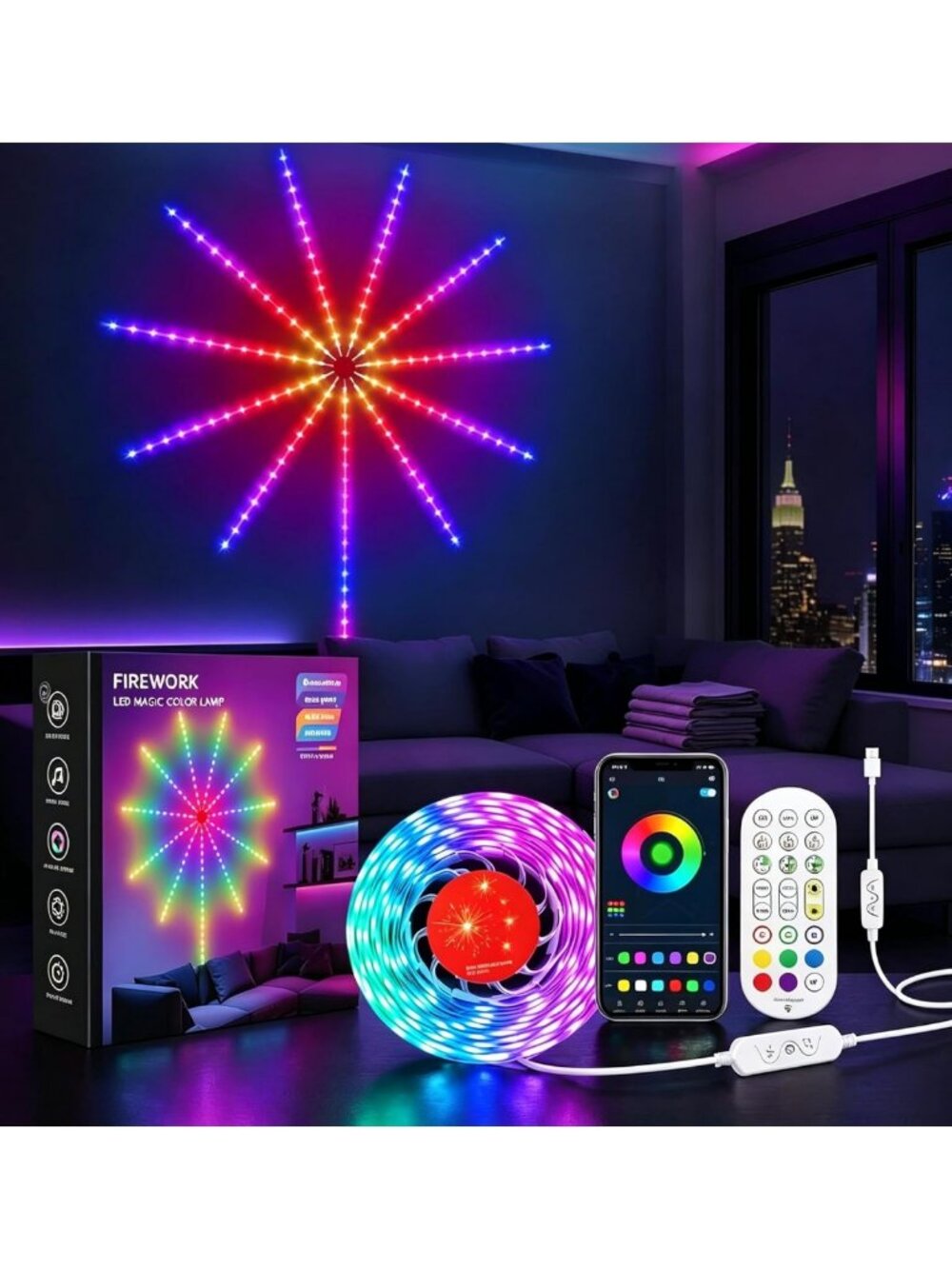 Colorful RGB LED Strip Lights - USB Powered, Music Sync, Remote Control for Room